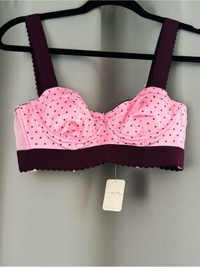 intimately by Free People Pink/Plum Polka Dot Bra (NWT!)